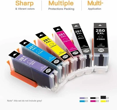 6PK PGI-280XXL CLI-281XXL Ink For Canon Pixma TS6120 TS9120 TS8120 TR7520 TR8520 - Image 1 of 4