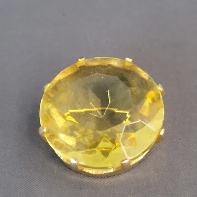 Broche Unisex Tono Dorado Amarillo Redondo Cristal Facetado Piedra Moda 1" Foto 1 de 4