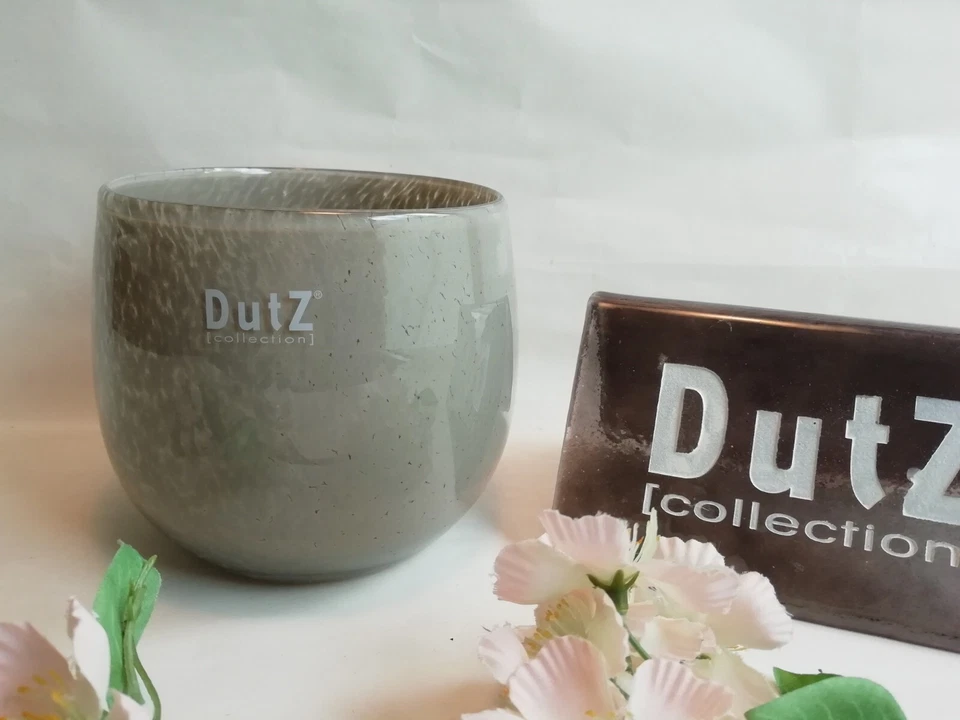 Dutz Collection Vase Pot Taupe D= 13 cm Glas rund Glasvase Teelicht grau beige - Bild 1 von 4