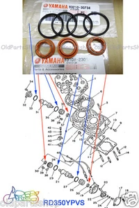 Yamaha RD350YPVS RZ350 Power Valve Oil Seal / O Ring Set OEM YPVS 93108-23010 - Picture 1 of 5