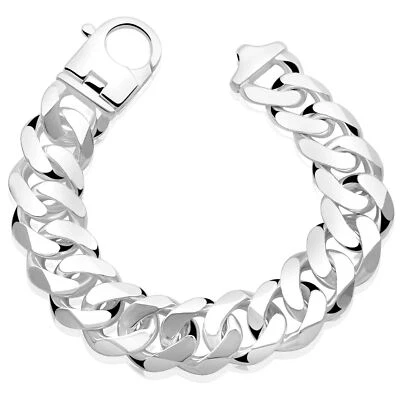 Herren Panzerarmband 24mm Massiv 925 Sterling Silber Armband Stempel Karabiner - Bild 1 von 4