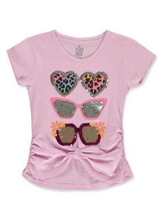 Star Ride Girls' Flip Sequin Love T-Shirt Color: blush Size: 4 - Picture 1 of 5