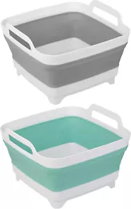 2 Pack Dishpan Wash Basin with Draining Plug Handles, 2.4Gal/9L Each - Picture 1 of 14
