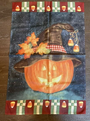 HALLOWEEN Casa Bandera Calabaza Caramelo Maíz Amarillo Naranja Marrón 25"x36.5 Foto 1 de 2