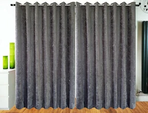 Cortinas de chenilla con ojales anillo superior totalmente forrado plateado moderno hogar cortinas para ventanas - Imagen 1 de 9