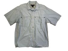ExOfficio Men's Light Blue XL Button-Up Short Sleeve Collared Shirt GUC