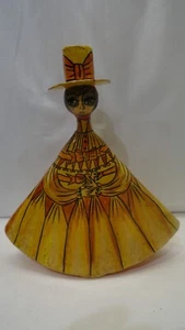 Ableardo Ruiz  Paper Mache Mexico Mexican Big Eyes Woman Candle Holder  SIGNED - Picture 1 of 12