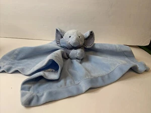 Carters Baby Blue Elephant Lovey Rattle Security Blanket Stripe Navy Plush Satin - Picture 1 of 4