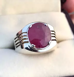 Natural African Red Ruby Stone Top Quality Red Yaqoot Stone Sterling Silver Ring - Picture 1 of 3