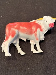 VINTAGE METAL COW BULL NATIVITY FIGURE C20 USA 3x2” - Picture 1 of 12