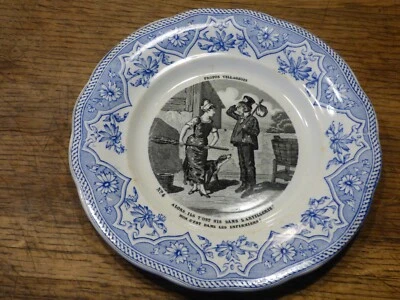 Ancienne Assiette CREIL ET MONTEREAU terre de fer XIXème propos villageois N°4 - Photo 1/4