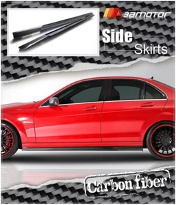 Carbon Fiber V Style Side Skirts 2PCS fits 11-14 Mercedes W204 C63 Facelift AMG - Imagen 1 de 5