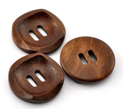 7PCS Brown Big Wood Round Two Hole Flat Button Sewing Coat Craft DIY 30MM/45L - Image 1 of 3