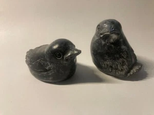 Pair- Wolf Original Soapstone Beautiful Carved Sparrows approx 3" Small Bird - Picture 1 of 10