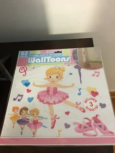 NWT CHILDREN'S WALLTOONS 52 PIECE DECAL STICKER SET (BALLERINA, MUSIC & TUTU) - Picture 1 of 7