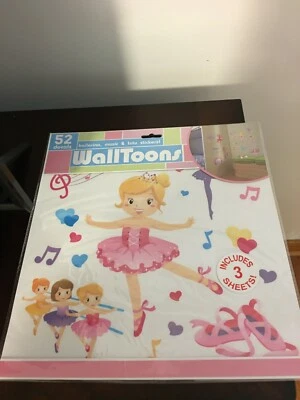 NWT CHILDREN'S WALLTOONS 52 PIECE DECAL STICKER SET (BALLERINA, MUSIC & TUTU) - Image 1 of 4