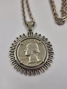 Liberty Quarter Dollar mit Kette aus .835 Silber - BEM267 - Bild 1 von 6