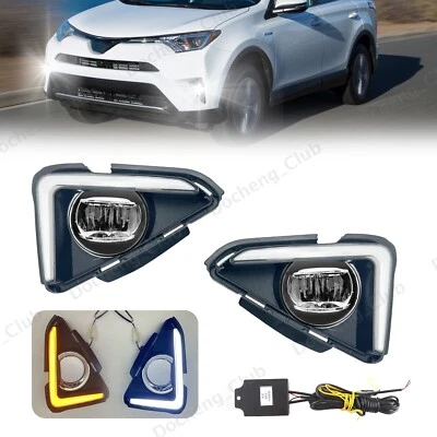 For 2016 2017 2018 Toyota RAV4 LED Fog Lights Front Bumper Lamps with DRL - Image 1 of 4