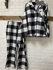 NWT Old Navy Black White Buffalo Plaid Cotton Flannel Pajama Set Women's 2X