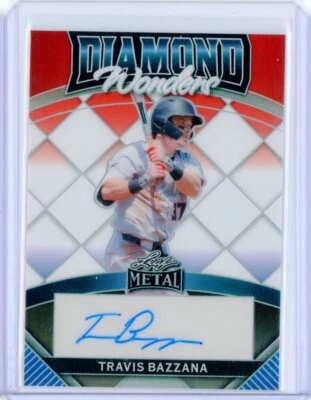 2024 Leaf Metal TRAVIS BAZZANA RC Red White Blue Rainbow AUTO Autograph 2/3 - Image 1 of 2