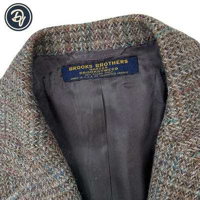 1980's 40 S Brooks Brothers " Brooks Tweed " Brown Patch Pocket Glen Plaid Knit - Image 1 of 4