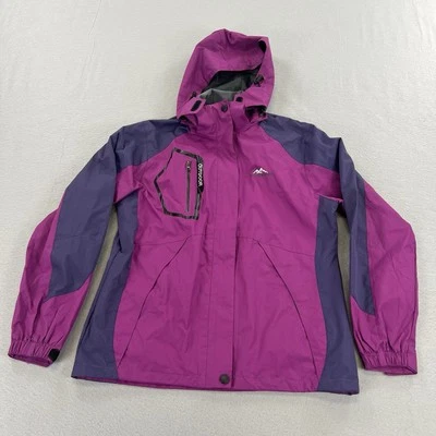 Outdoor Women’s Large Waterproof Windbreaker Jacket Hooded Purple Pink Rain Coat - Image 1 of 4