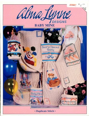 Baby Mine Alma Lynne Duplicate Stitch Pattern Leaflet Bear Clown 1992 VTG - Image 1 of 2