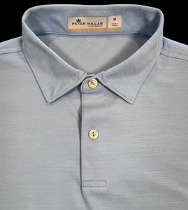 Peter Millar Featherweight Golf Polo Mens Medium Short Sleeve UPF 50 Light Blue - Picture 1 of 11