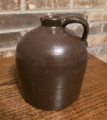 Antigua jarra de melaza colmena de gres esmalte marrón primitivo hecha a mano granja Foto 1 de 4