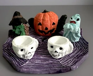 Mini juego de té vintage de Halloween bruja fantasma calavera tazas tela de araña decoración de casa de muñecas - Imagen 1 de 24
