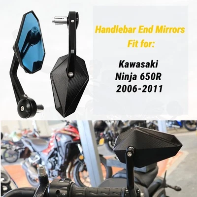 7/8" 22mm Aluminum Handle Bar End Side Mirrors for Kawasaki Ninja 650R 2006-2011 - Image 1 of 4