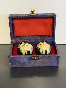 Chinese Baoding Elephant Chime Balls Vintage Meditation Therapy Stress Chest Box - Picture 1 of 7