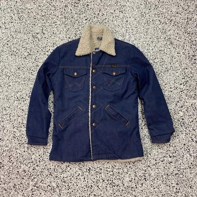 Vintage Wrangler USA Sherpa Lined Denim Trucker Jacket  Collar Size Kids - Image 1 of 4