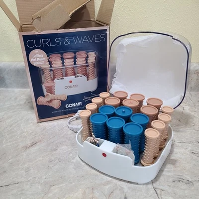 Rolos quentes duplos de cerâmica Conair Curls & Waves 20 clipes de metal e rolos sortidos - Imagem 1 de 4