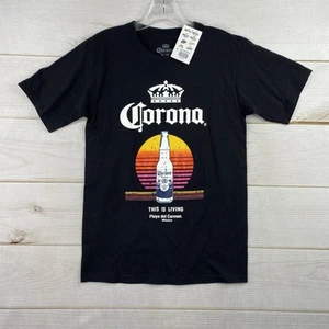 Corona Extra T Shirt Mens S Black Playa De Carmen Beach Beer This Is Living NWT - Picture 1 of 7
