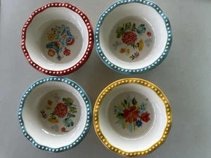 Pioneer Woman 5.5” Mini Pie Plates Floral Design Set of 4 Pie Pan Stoneware - Picture 1 of 7