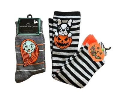 The Nightmare Before Christmas Socks & Pug Halloween Cartoon Stripe Set (2) - Image 1 of 4