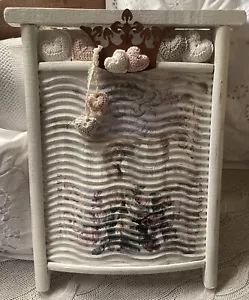 Shabby Vintage Deko Waschbrett Nostalgie Rose Krone Upcycling Handarbeit -225 - Bild 1 von 7