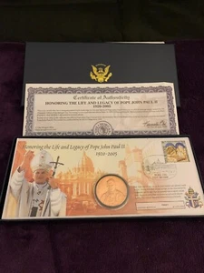 Münze und Gütesiegel zu Ehren des Lebens und Vermächtnisses von Papst Johannes Paul II ~ 1920-2005 - Bild 1 von 8