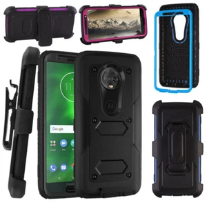 For Motolora G6 Full-Body Shockproof Hybrid Refined Belt Clip Holster Case Cover - Picture 1 of 29
