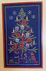 Vintage 1980 broderie crewel arbre de Noël encadré 16,75" X 28" décoration de vacances