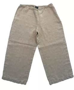 EILEEN FISHER Hose Größe PS Leinen beschnitten breit Palazzo elastische Taille beige - Bild 1 von 7