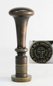 antikes Wachssiegel 19. Jh. mit christlichem Kreuz & Societe de St. Vinzenz von Paul - Bild 1 von 5