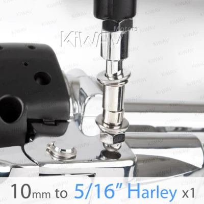 US Duty Paid 10MM Metric CHROME MIRROR ADAPTOR/ADAPTER 5/16" HARLEY-DAVIDSON X 1 - Imagem 1 de 4