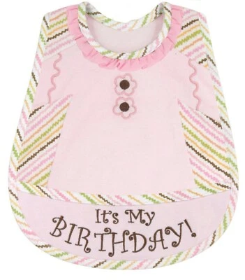 It's My Birthday Bib, Pink, Baby Girl Embroidered — 第 1/3 张图片