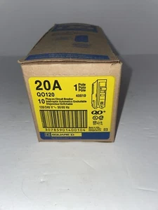 SQUARE D BOX OF 10 QO CIRCUIT BREAKERS QO120 20AMP 240VOLT 1POLE NIB - Picture 1 of 3
