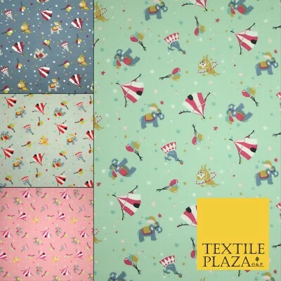 Fun Circus Elephant Balloons Stars 100% Cotton Poplin Print Fabric Face Masks