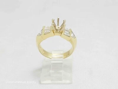 0.78Ct Genuine Natural Diamond Semi Mount Ring Setting In Solid 14K Yellow Gold - Image 1 of 4