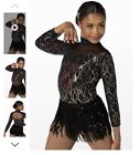Weissman Dance Costume Child size LG In Black Multicolor Glitter Sequins 12949