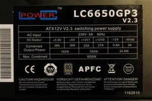LC-Power LC6650GP3 V2.3 ATX Netzteil 650 Watt 80+ #302371 - Afbeelding 1 van 2